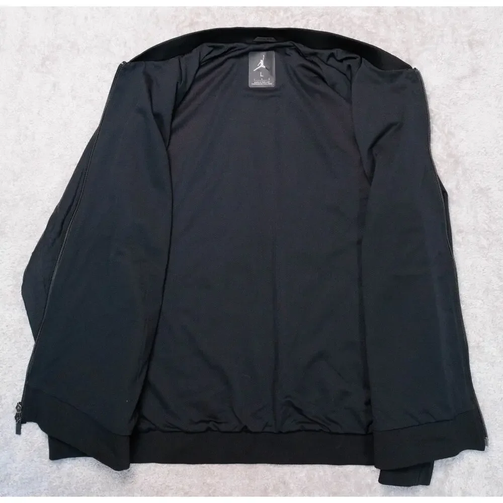 Nike Jordan Black Red Varsity Bomber Jacket Windbreaker Full Zip Mens Size L